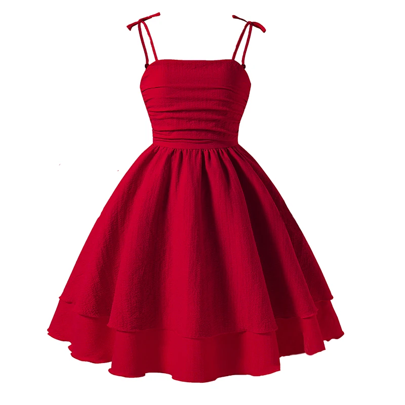 Summer New Kids Clothing Solid Color Sling Princess Dress For Girls 8-12 Years Sweet Style Vacation Set Birthing Party Clothing - Image 10
