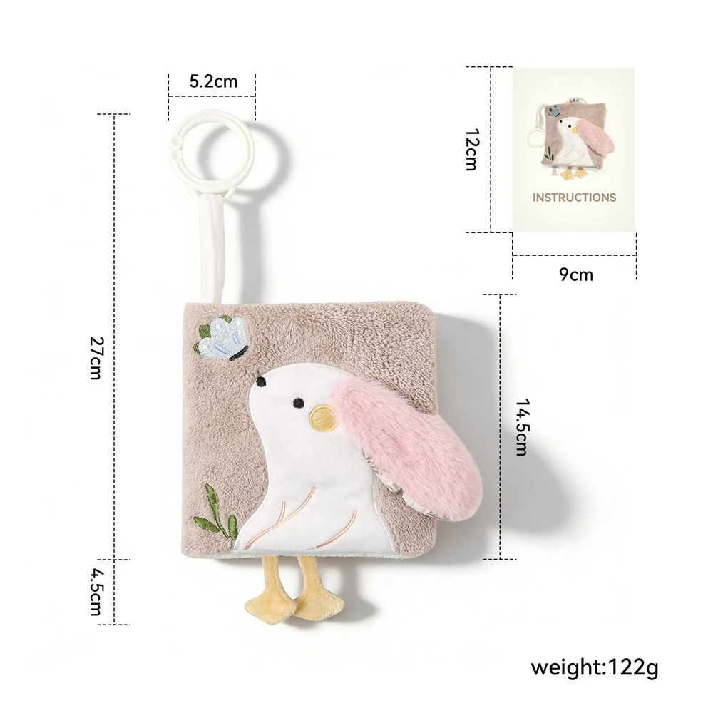 3D Plush Baby Cloth Book With Teether Ring Montessori Sensory Crinkle Book For Newborns 0 36 Months Washable Baby Sensory Toys - Image 7