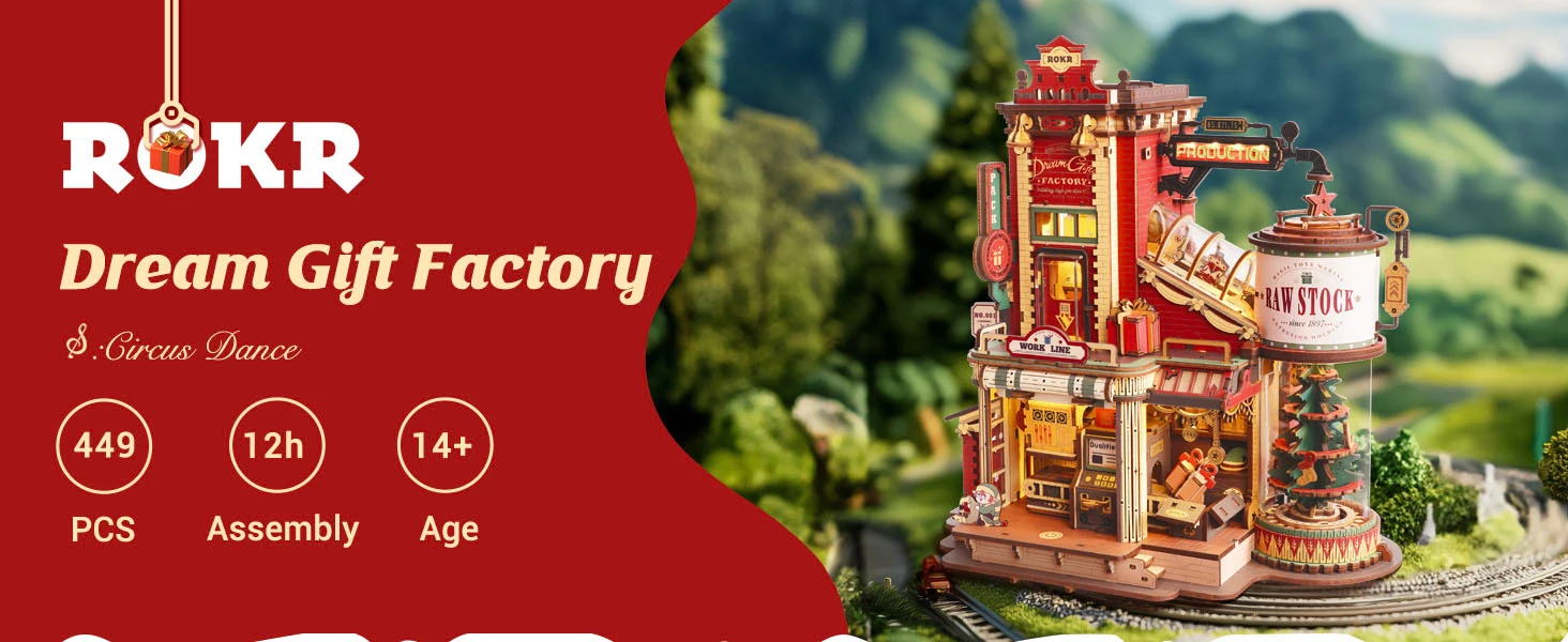 Robotime Rokr Wooden Music Box Christmas Dream Gift Factory 3D Wooden Puzzles Wooden Model Kits Build Best Gifts for Kids Adults - Image 8