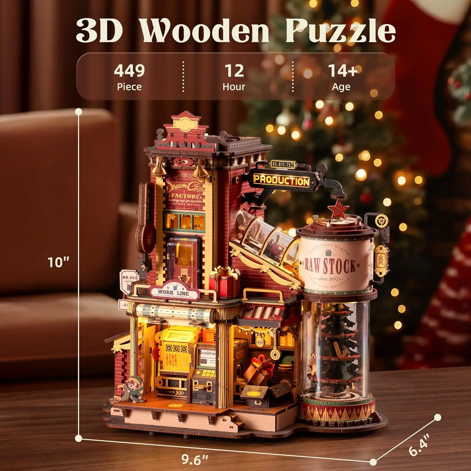 Robotime Rokr Wooden Music Box Christmas Dream Gift Factory 3D Wooden Puzzles Wooden Model Kits Build Best Gifts for Kids Adults - Image 5
