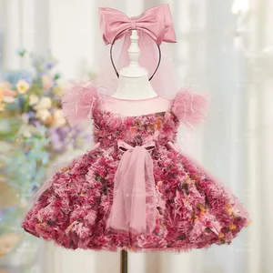 New Children's Ball Gown Host's Piano Performance Wedding Birthday Party Dress For Girls A4963 Vestidos Bridesmaid Dress