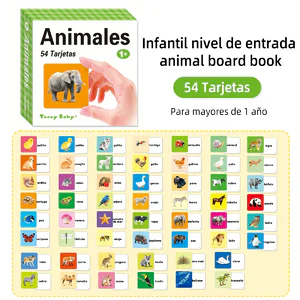 54 Pcs Spanish Early - Learning Word Flashcards for Kids Over 1 Year Old Kids Learning