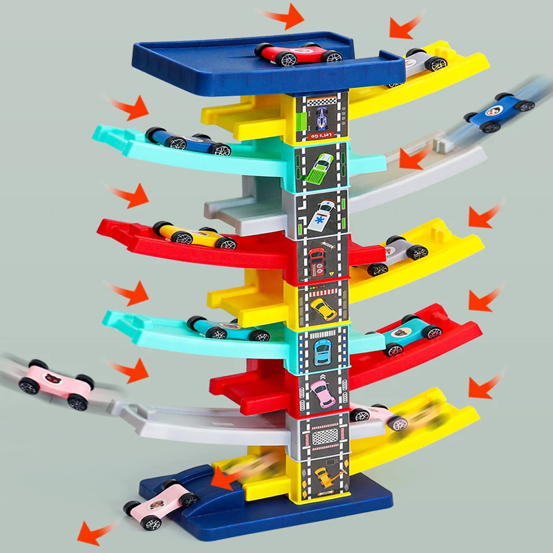 Children's Gliding Track Car Mini Car Inertia Toy Multi Layer Cartoon Puzzle Slide Car Roller Coaster Racing Toys Boy Girl Gifts - Image 4