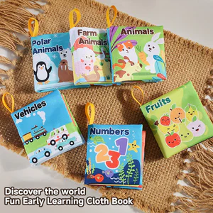 Baby Soft Cloth Book Enlightenment Early Educational Toys Newborns 0-12 Months Cloth Books Cognitive Animal Numbers Sensory Toys