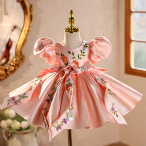 High Quality Children's Party Dress Host's Piano Performance Costume Wedding Flower Girl A4956 Wholesale Girls Evening Gowns