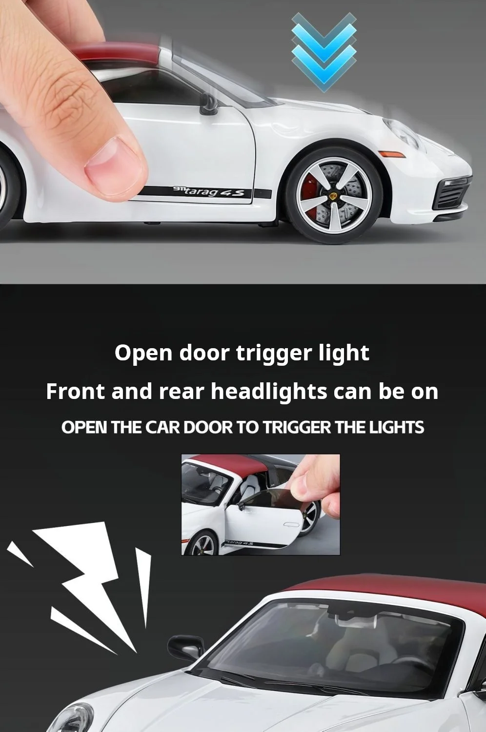 1:32 folding convertible Porsche 911 Alloy car Model simulation Sound& light Fashion Exquisite collectibles Boys Toy Gift - Image 13
