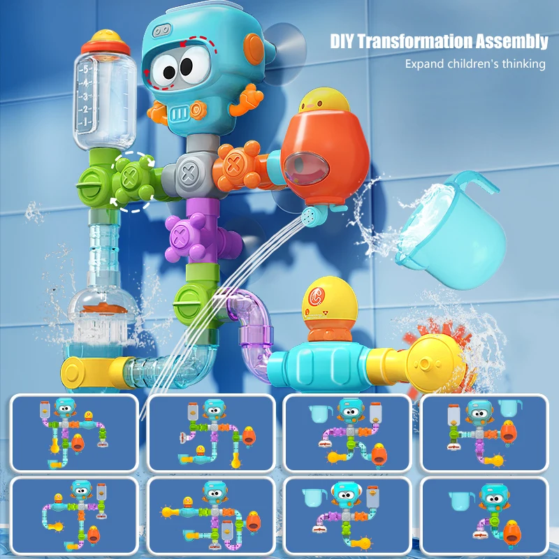 Baby Bath Toys with Strong Suction Cups Tubes Spinner Squirt Water Game Set Toddlers Kids Shower Pool for 3 Years Children Gifts - Image 12