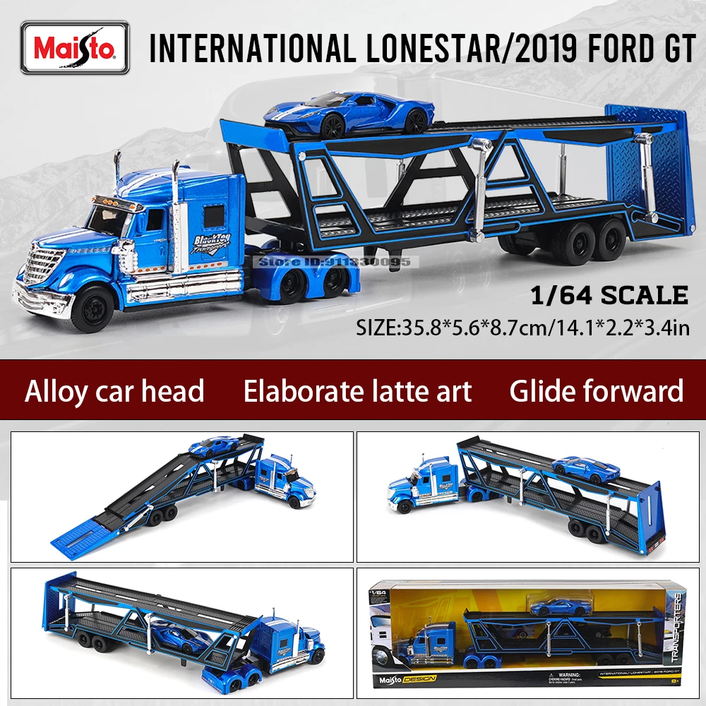 Maisto 1:64 1993 454 INTERNATIONAL LONESTAR Transport Casting Manufacturing Trailer Model Simulation Model Alloy Car Collection - Image 12