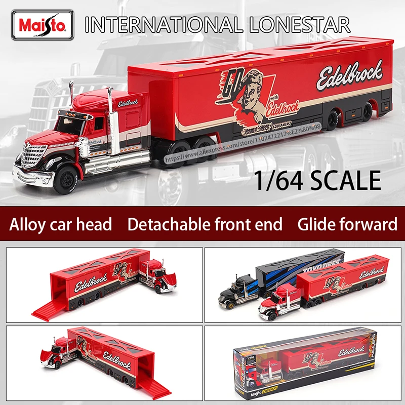 Maisto 1:64 1993 454 INTERNATIONAL LONESTAR Transport Casting Manufacturing Trailer Model Simulation Model Alloy Car Collection - Image 7