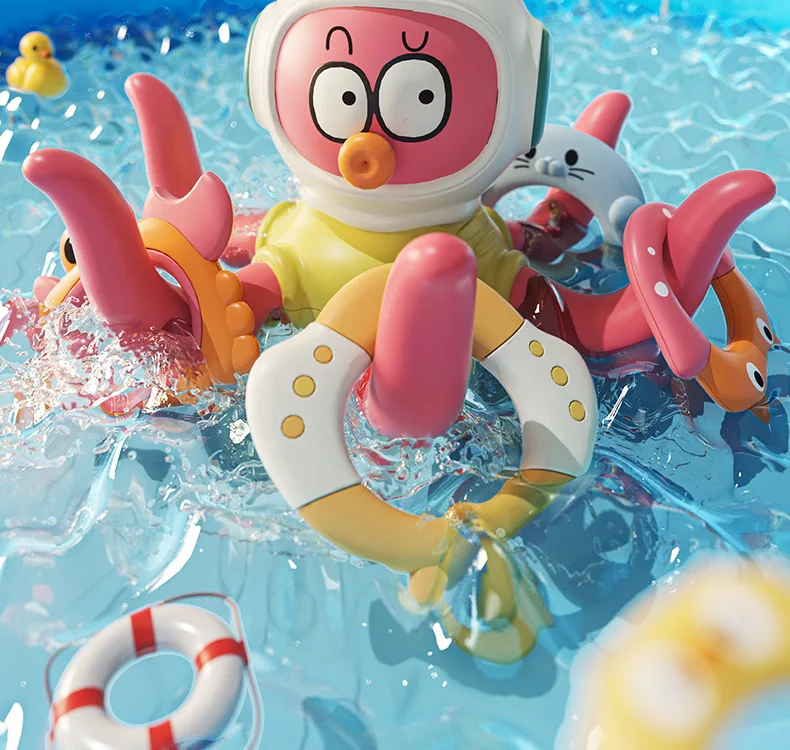 Octopus ring water play toy, baby bath floating throw ring octopus water play toy, bathroom concentration and intelligence toy - Image 9