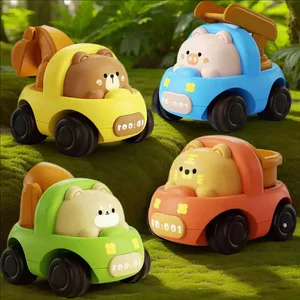 Baby Car Toy Inertia Cartoon Animal Engineering Vehicle Press Go Cartoon Truck Toys Pull Back Cars Toys for 1 2 3 Year Boys Gift