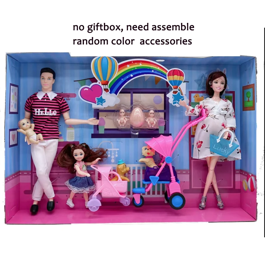 Handmade Doll Accessories Baby Dolls Pregnant Mom Lady Father Dad For Girl Game Christmas Birthday Gift, Assemble Required