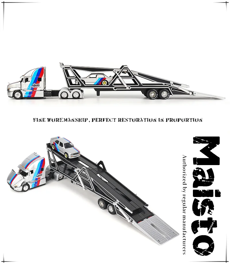Maisto 1:64 1993 454 INTERNATIONAL LONESTAR Transport Casting Manufacturing Trailer Model Simulation Model Alloy Car Collection - Image 20