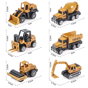 6pcs/Set Alloy Crane Truck Car Parking Lot Toys Engineering Vehicle Tractor Excavator Construction Set for Boys Birthday Gift