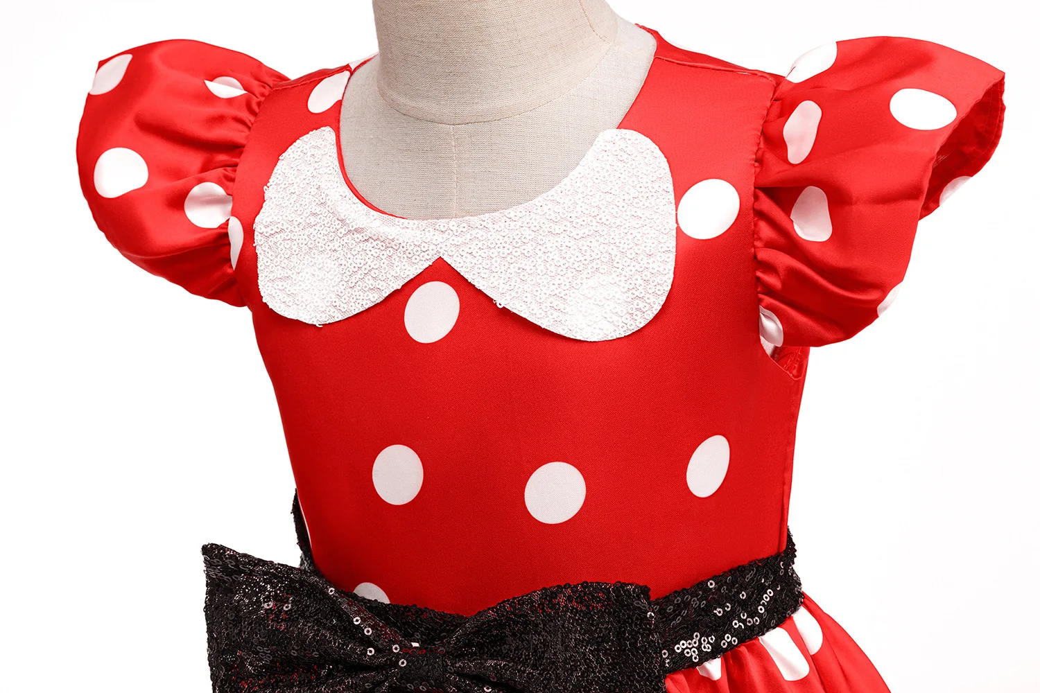 New Polka Dot Bow Sequin Little Fly Sleeve Princess Dress for Girls Christmas and Halloween Cosplay Performance Costume - Image 5