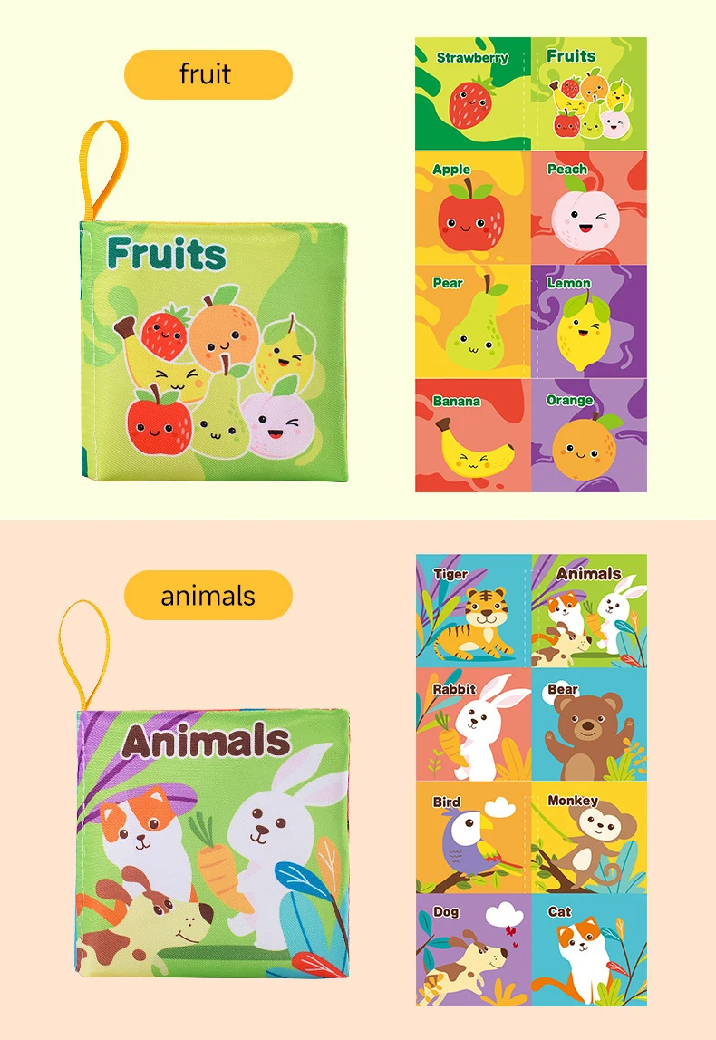 Baby Soft Cloth Book Enlightenment Early Educational Toys Newborns 0-12 Months Cloth Books Cognitive Animal Numbers Sensory Toys - Image 25