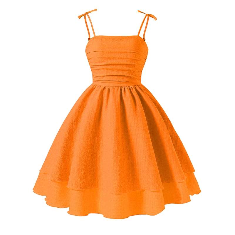 Summer New Kids Clothing Solid Color Sling Princess Dress For Girls 8-12 Years Sweet Style Vacation Set Birthing Party Clothing - Image 8