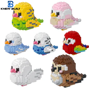 KNEW BUILT Colorful Parrot Micro Mini Building Blocks Assembly Toys 3D Model Bricks for Birds Funs Hands-on Ability Gift