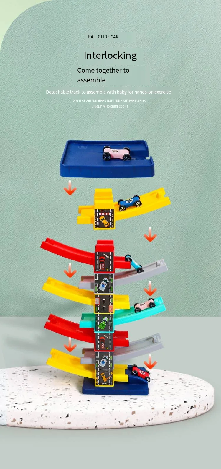 Children's Gliding Track Car Mini Car Inertia Toy Multi Layer Cartoon Puzzle Slide Car Roller Coaster Racing Toys Boy Girl Gifts - Image 19