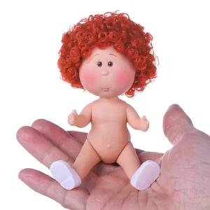 Fashion Curly Hair 14cm Bean Eye Vinyl Doll Dress Up Dark Skin Mia Potato Dolls Movable 14cm Action Figure Body DIY Toys