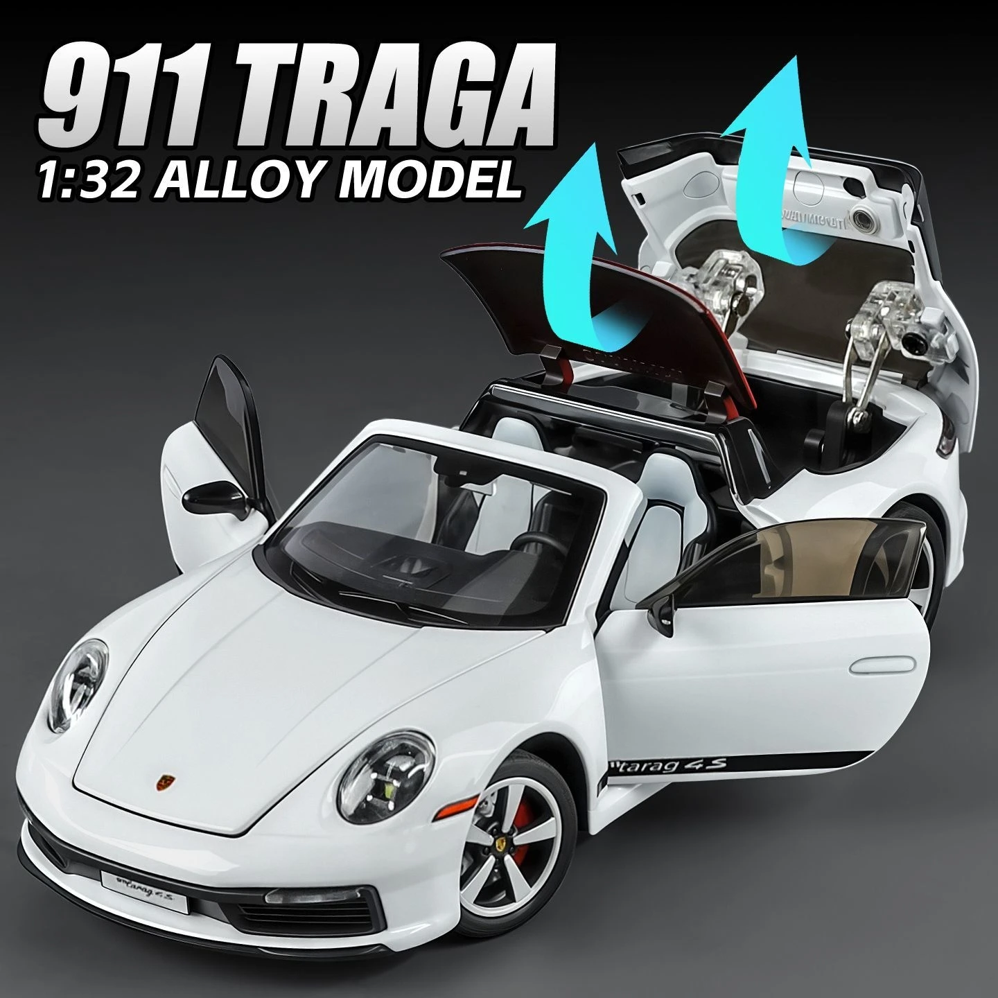 1:32 folding convertible Porsche 911 Alloy car Model simulation Sound& light Fashion Exquisite collectibles Boys Toy Gift