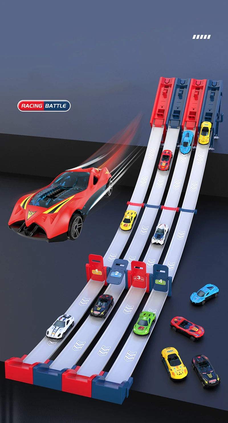 Children's Gliding Track Car Mini Car Inertia Toy Multi Layer Cartoon Puzzle Slide Car Roller Coaster Racing Toys Boy Girl Gifts - Image 24