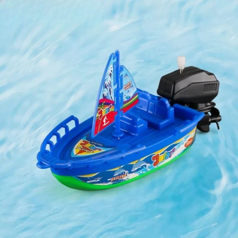 WindUp Speed Boat Toy Floating Bath Shower Companion Kids Water Play Activity Classic Clockwork Toy Boys Birthday Gift