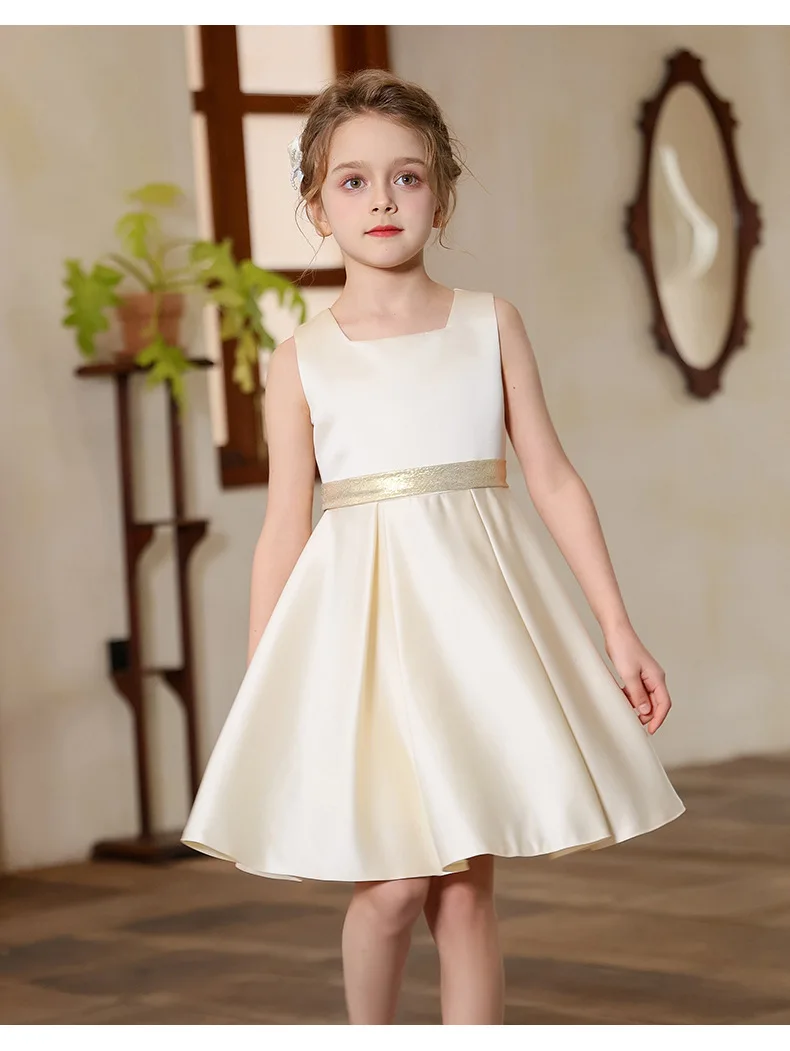 Girl Luxury Beige Dress Children Parties Stage Performances Party Wedding Celebration Costume Size 110-170 - Image 5
