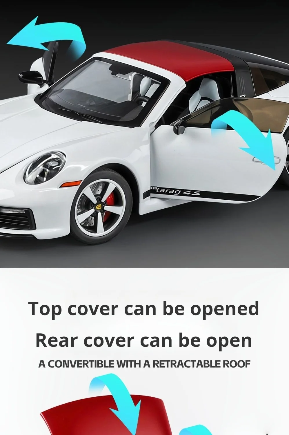 1:32 folding convertible Porsche 911 Alloy car Model simulation Sound& light Fashion Exquisite collectibles Boys Toy Gift - Image 11