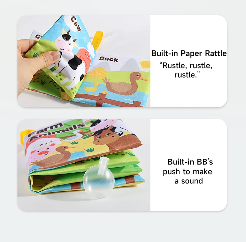 Baby Soft Cloth Book Enlightenment Early Educational Toys Newborns 0-12 Months Cloth Books Cognitive Animal Numbers Sensory Toys - Image 16