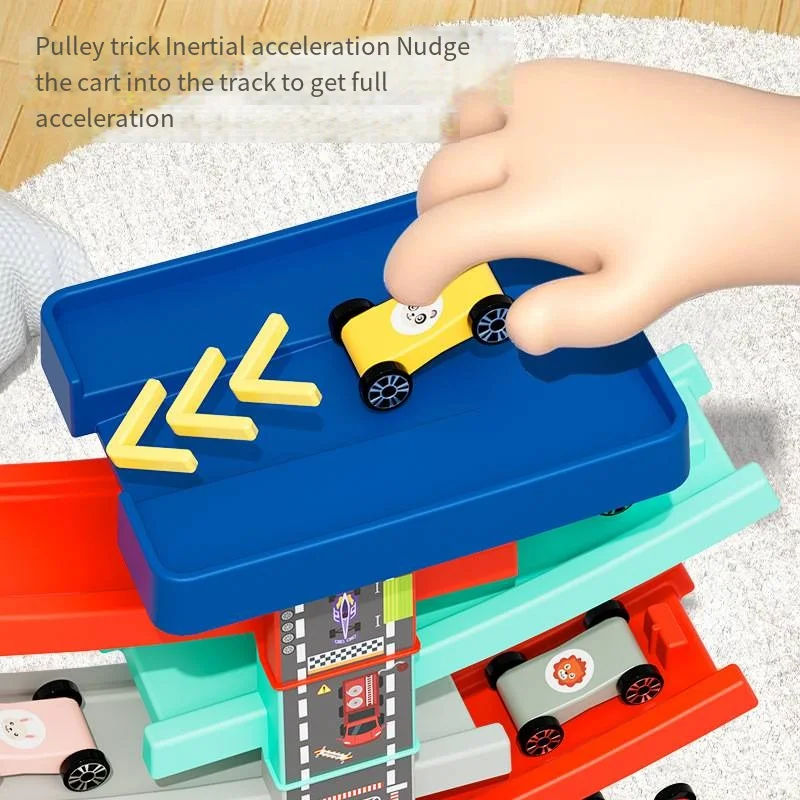 Children's Gliding Track Car Mini Car Inertia Toy Multi Layer Cartoon Puzzle Slide Car Roller Coaster Racing Toys Boy Girl Gifts - Image 3