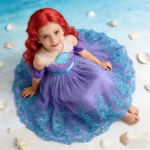 Summer embroidery Dress and wigs Girls Kids Cosplay Dresses Princess Costume Perform Clothes Birthday Party Merrmaid Clothing