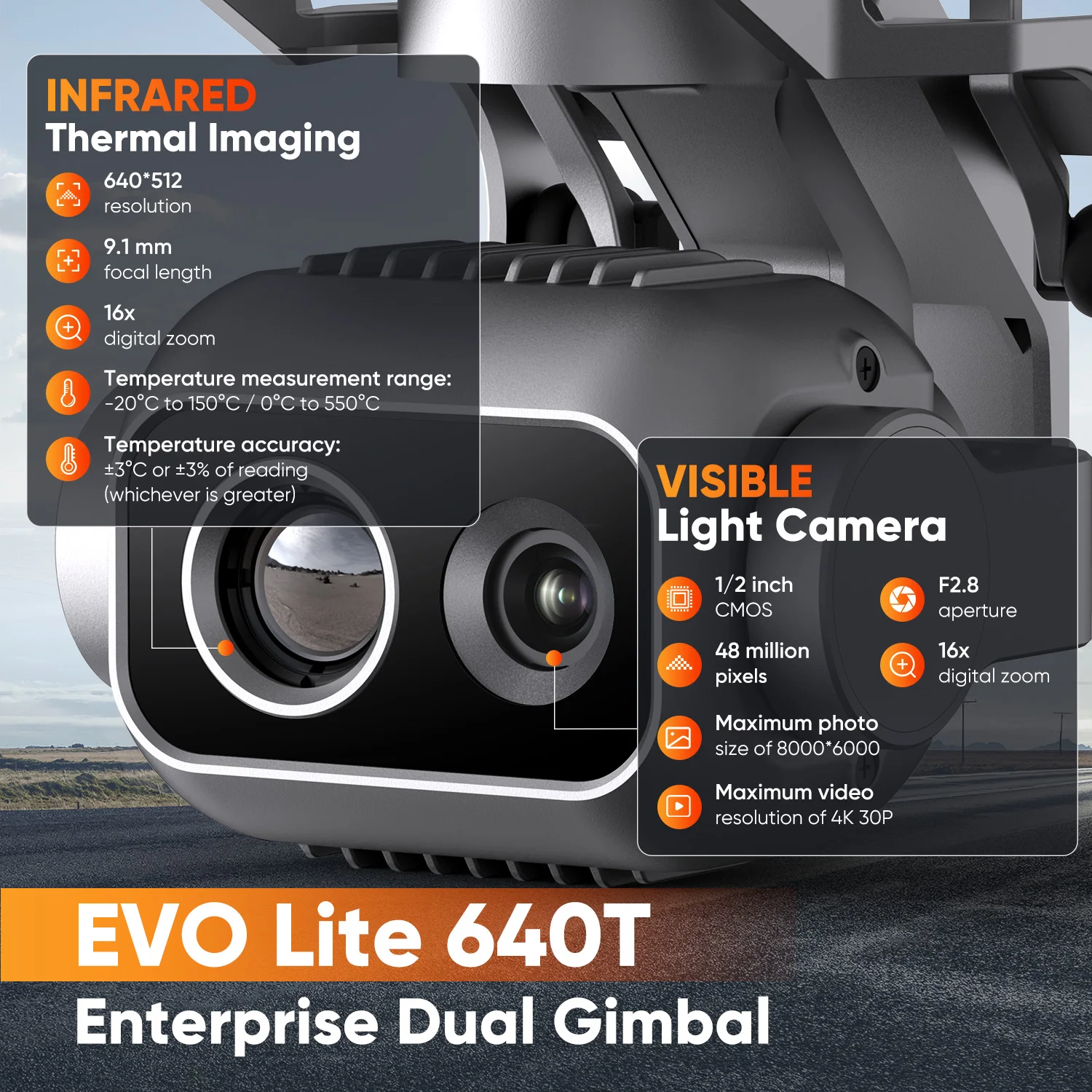 Autel Robotics EVO Lite 640T Enterprise Drone 16x Digital Zoom mapping surveying search and rescue IP43 Smart Controller - Image 3