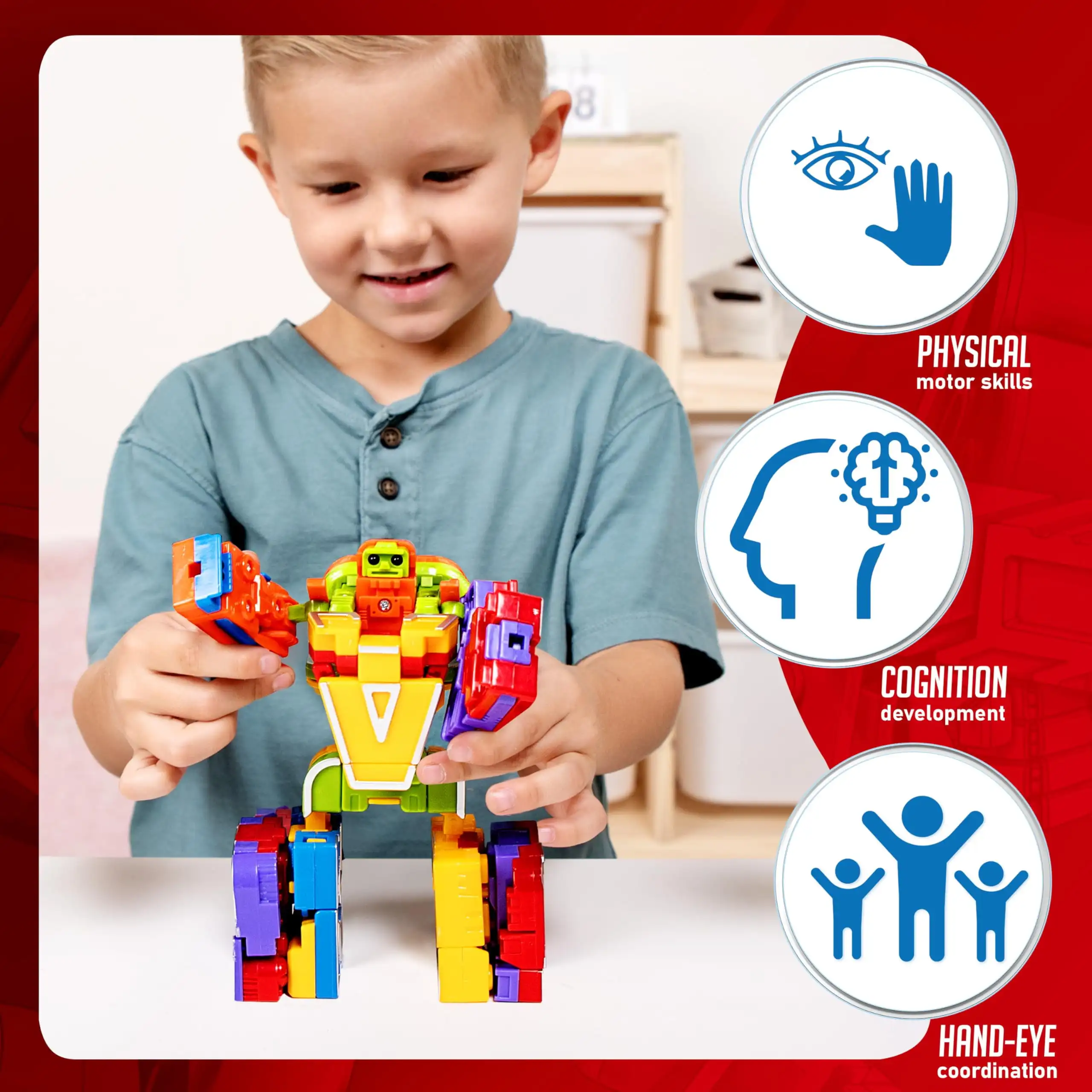 Joyfy 26 in 3 Alphabet Bots Toy 26 Pc Transforming Robot Educational Building STEM Toy for Toddlers Preschool Boys Birthday Gift - Image 4