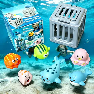 12Pcs Kids Underwater Diving Toy Set, 6 cages & 6 sea creature toys, interactive pool play kit, ideal summer gift for children