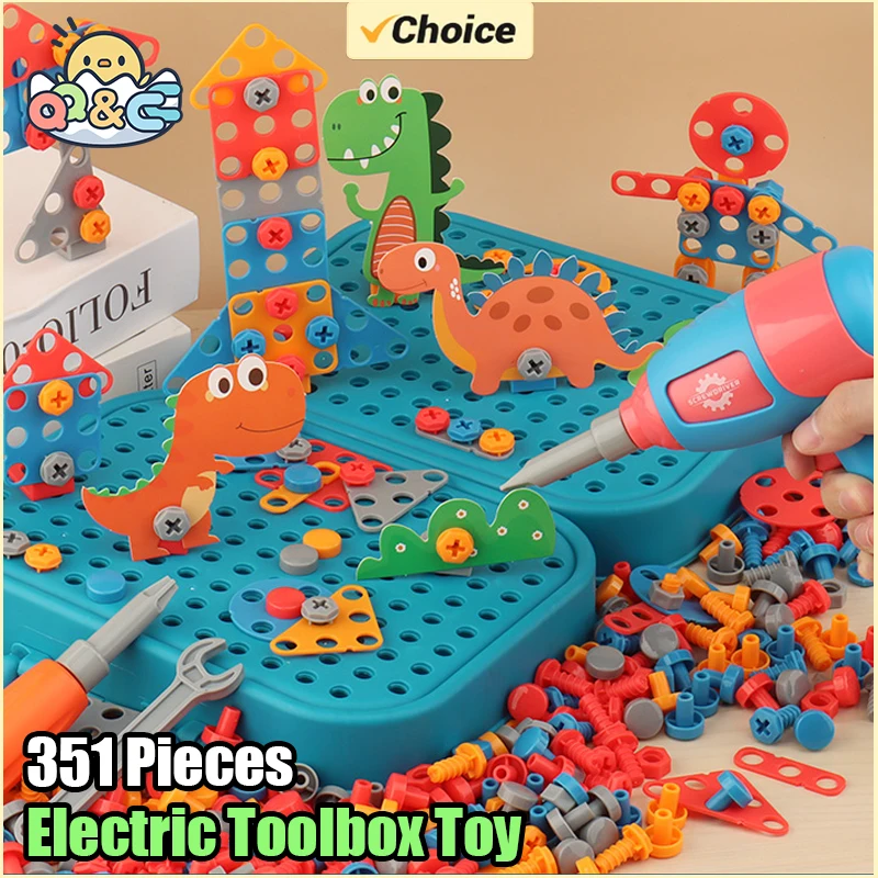 Pretend Play Preschool Children Nut Screw Assembly Simulation Carpenter Tool Educational Montessori Kids Toys Electric Toolbox
