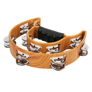Double Row Handbell Tambourine Metal Jingles with Ergonomic Grip Percussion Instrument Double Row Jingles Handbell Tambourine