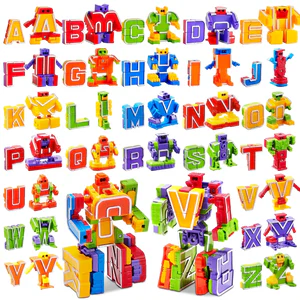 Joyfy 26 in 3 Alphabet Bots Toy 26 Pc Transforming Robot Educational Building STEM Toy for Toddlers Preschool Boys Birthday Gift