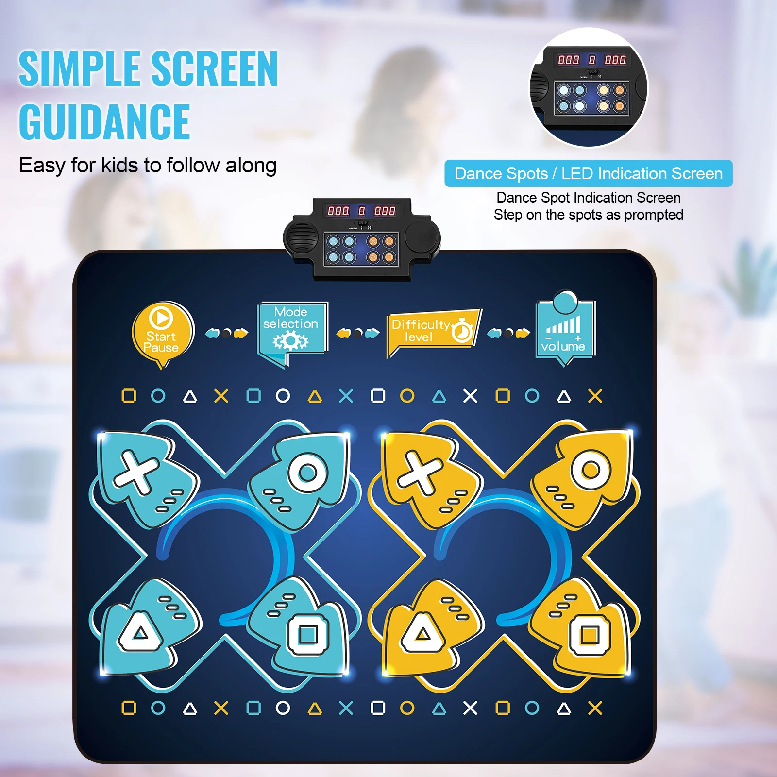 SucceBuy Kids Electronic Dance Mat 8-Button Music Dancing Play Pad Educational Toys with Single/Two Player Modes for Girls Gifts - Image 3