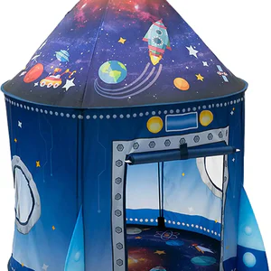 Rocket Ship Kids Tent Pop Up Play Toy Tent for Children Large Space Indoor Pretend Playhouse Outdoor Play Tent for Boys & Girl
