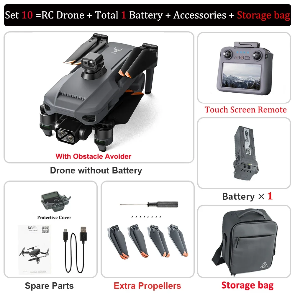 2024 ZLL SG909 Drone Professional Camera Touch Screen 3-Axis Gimbal Obstacle Avoidance FPV Brushless EIS Electronic RC Dron Toy - Image 9