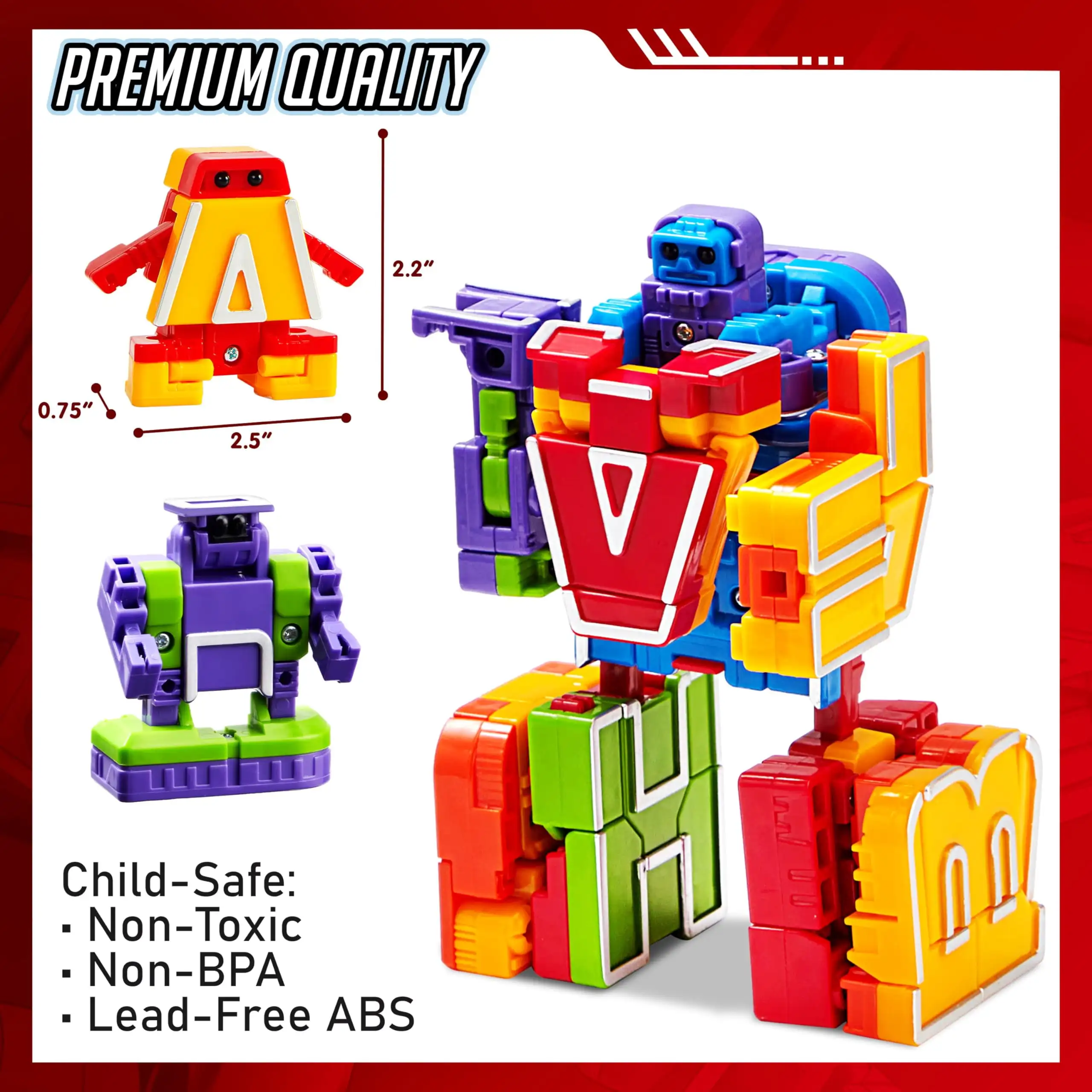 Joyfy 26 in 3 Alphabet Bots Toy 26 Pc Transforming Robot Educational Building STEM Toy for Toddlers Preschool Boys Birthday Gift - Image 5