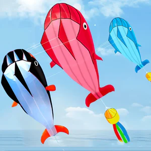 Soft Whale Kite Large Animal Beach Kite Outdoor Entertainment Game Easy To Fly Anti Tear, Comes with Handle Cable Storage Bag