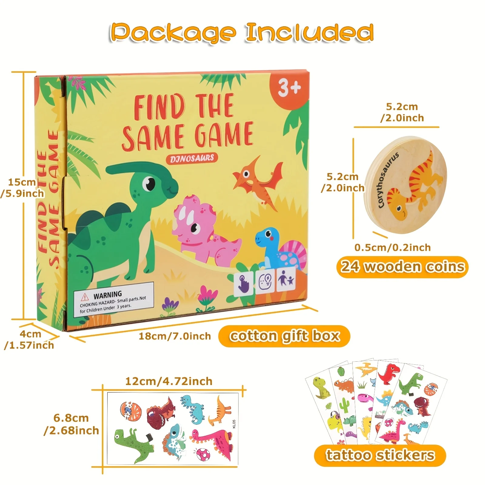 Dinosaur wooden memory matching game, color recognition observation educational toy teaching aid, suitable for children's birthd - Image 2