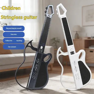 Interactive Stringless Guitar Toy for Kids with Music Learning Modes Foldable Auto Guitar Musical Instrument