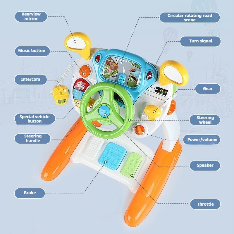 Child Simulation Music Simulated Driving Console Steering Wheel Toys Baby Driving Early Education Toys Intellectual Development - Image 3