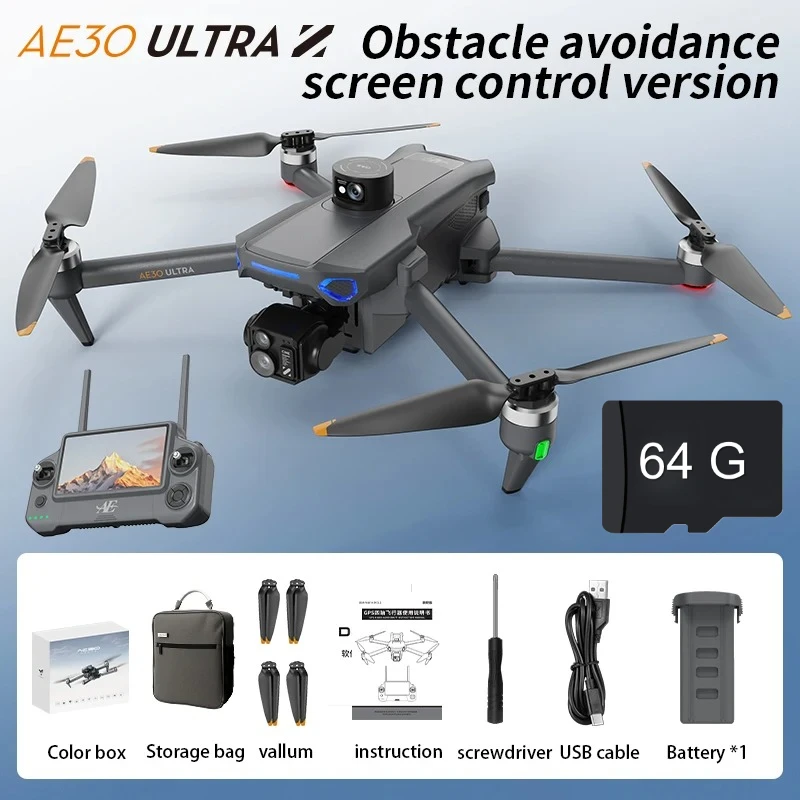 HD 64G 8K Aerial Photography Drone with Three-Axis Gimbal GPS Automatic Return Remote Control 3-Axis Gimbal RC Quadcopter AE30 - Image 8
