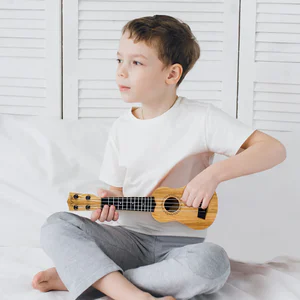 Plastic Ukulele for Kids Beginner Friendly Musical Instrument Toy 23 Inch Wooden Style String Entertainment Gift for Children