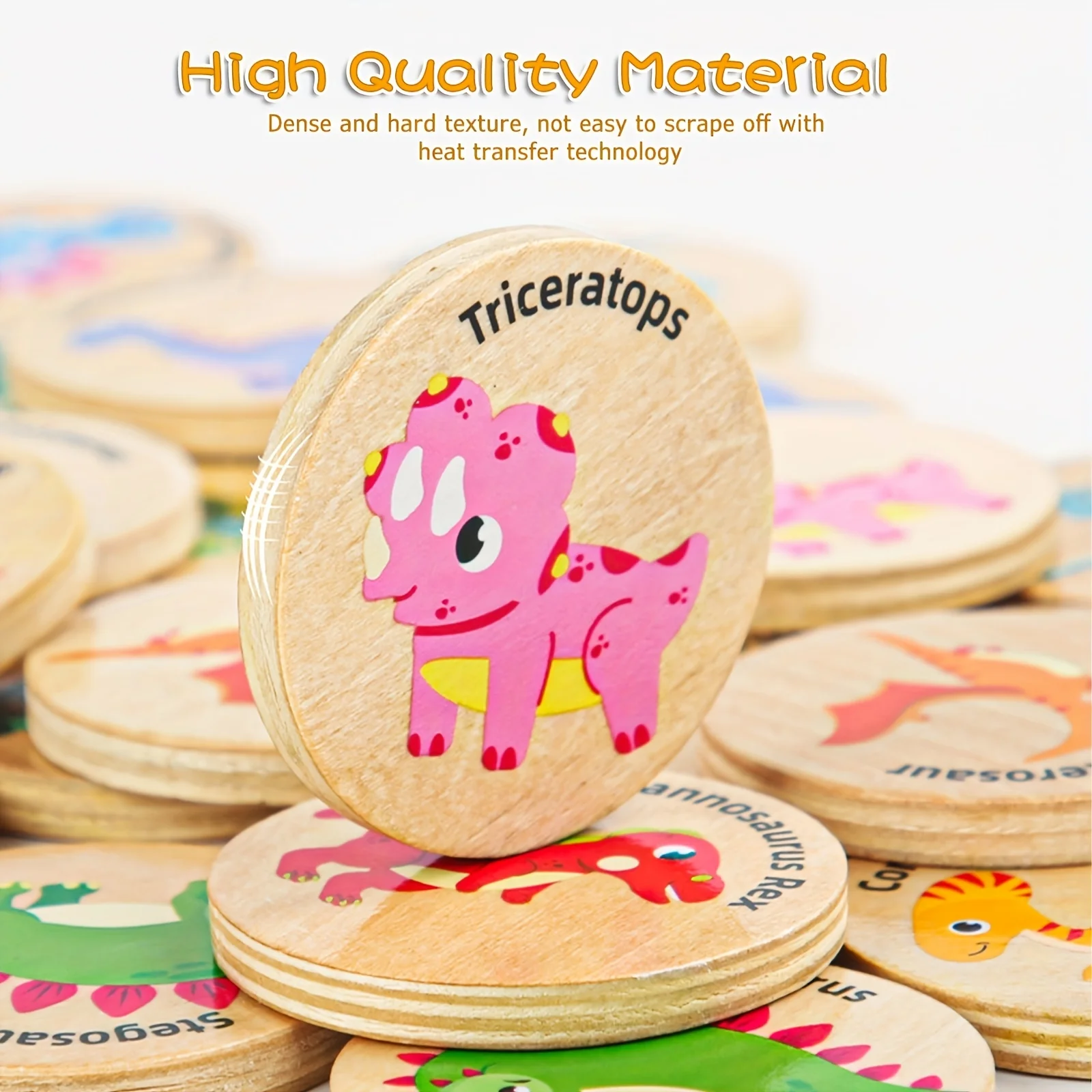Dinosaur wooden memory matching game, color recognition observation educational toy teaching aid, suitable for children's birthd - Image 3