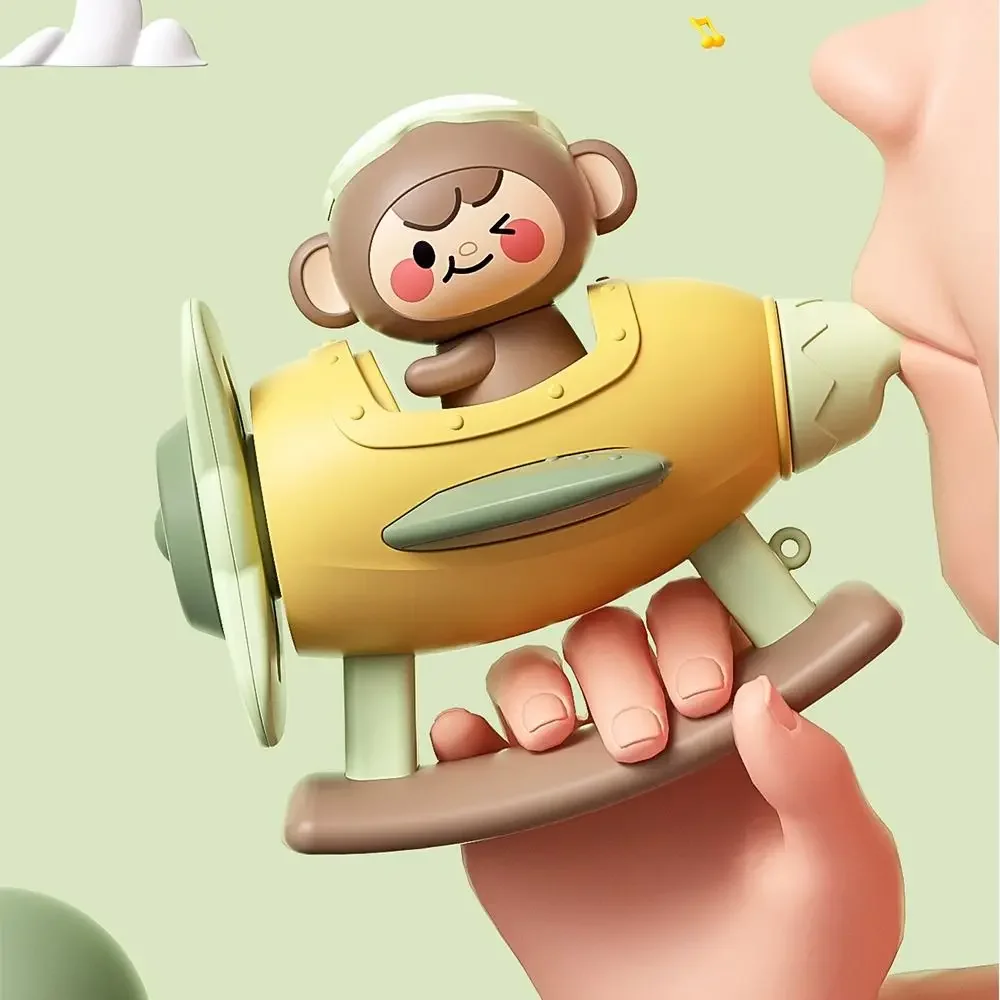 Cute Competitive Kids Gift Monkey Plastic Baby Music Toy Small Airplane Rotating Toy Kids Whistle Toy Enlightening Toy